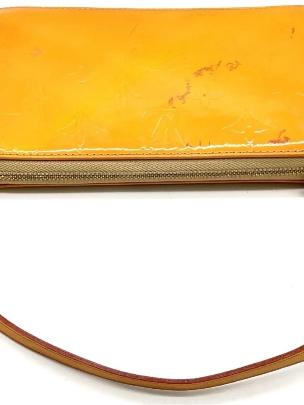 Auth Louis Vuitton Vernis Yellow Lexington Pouch Handbag W/ Box